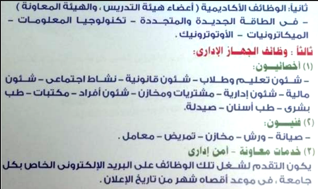اعلان وظائف وزارة التعليم العالي بالجامعات التكنولوجية