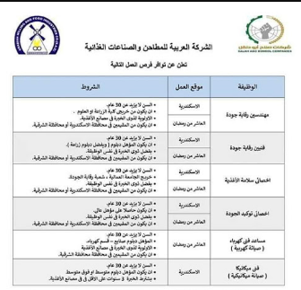 وظائف الشركة العربية للمطاحن والصناعات الغذائية