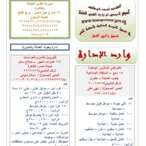 اعلان وظائف وزارة القوي العاملة