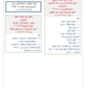 اعلان وظائف وزارة القوي العاملة