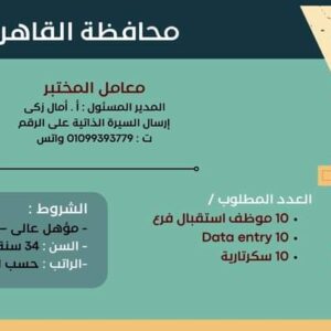 وظائف وزارة العمل لجميع المؤهلات وبدون مؤهل والمحافظات برواتب تصل إلي 15 الف جنية