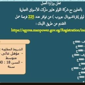 رابط تقديم وظائف وزارة العمل للمؤهلات العليا والدبلومات والإعدادية بمرتبات تصل إلى 9 الف جنية 