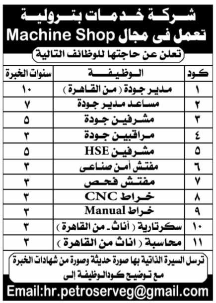 اعلان وظائف خالية لدي شركة خدمات بترولية للمؤهلات العليا والدبلومات التقديم الكتروني 