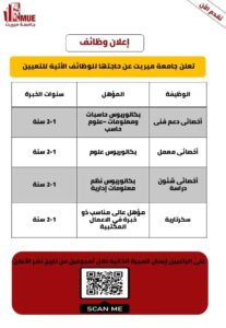 وظائف الجامعات وظائف جامعة ميرت للمؤهلات العليا والدبلومات لمختلف التخصصات 2025