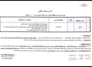 وظائف ديوان عام محافظة الجيزة للمؤهلات العليا والدبلومات والسائقين 2025 