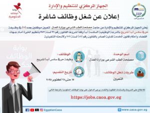 وظائف حكومية وظائف وزارة العدل للمؤهلات العليا والدبلومات 2025