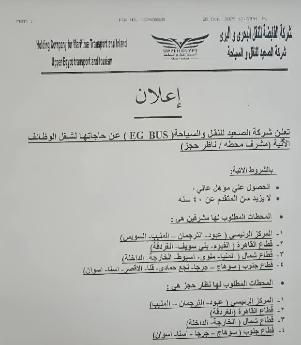 وظائف شركة القابضة للنقل البحرى و البرى لمختلف المؤهلات والمحافظات 2025 