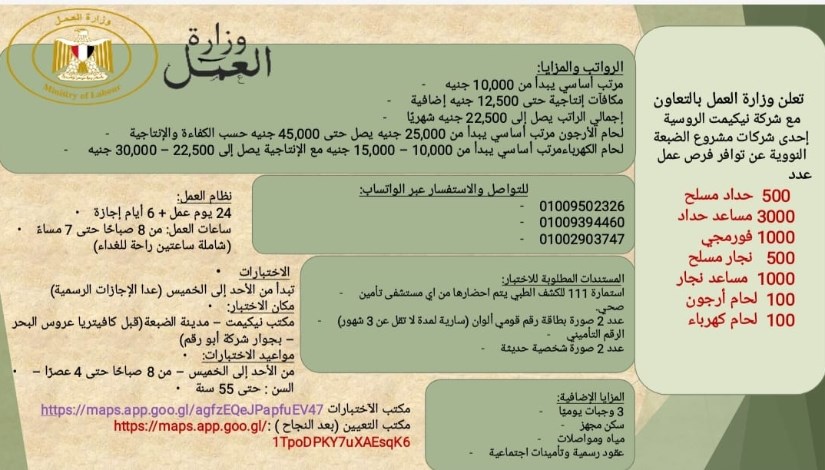 6200 وظيفة حكومية أعلنت عنها وزارة العمل للمؤهلات العليا والدبلومات 2025 