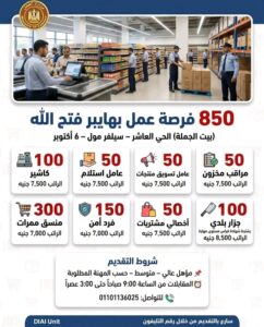 850 فرصة عمل أعلنت هنا وزارة العمل للدبلومات والمؤهلات العليا ومن غير مؤهل 2026 